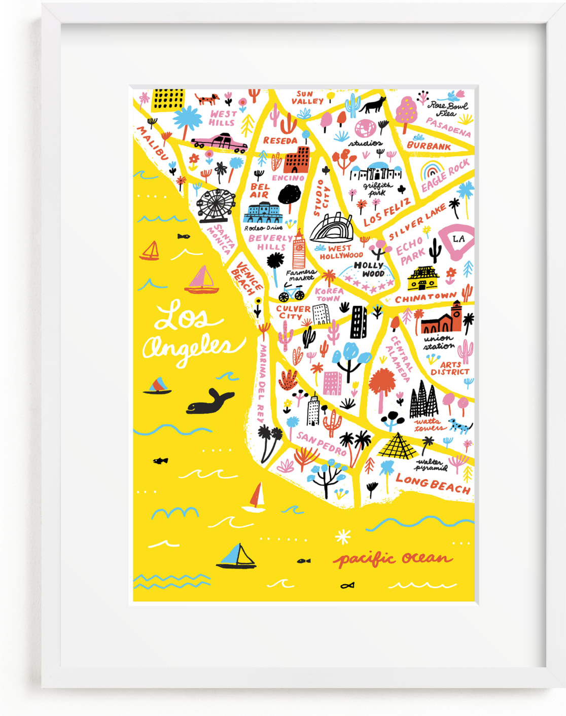 This is a colorful art by Jordan Sondler called I Love Los Angeles.