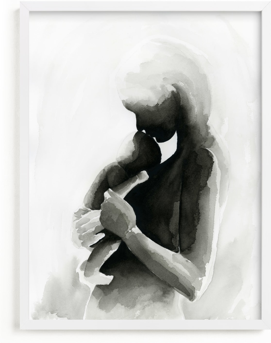 This is a black and white art by Kate Ahn called Every Mother Counts Mother and Baby.