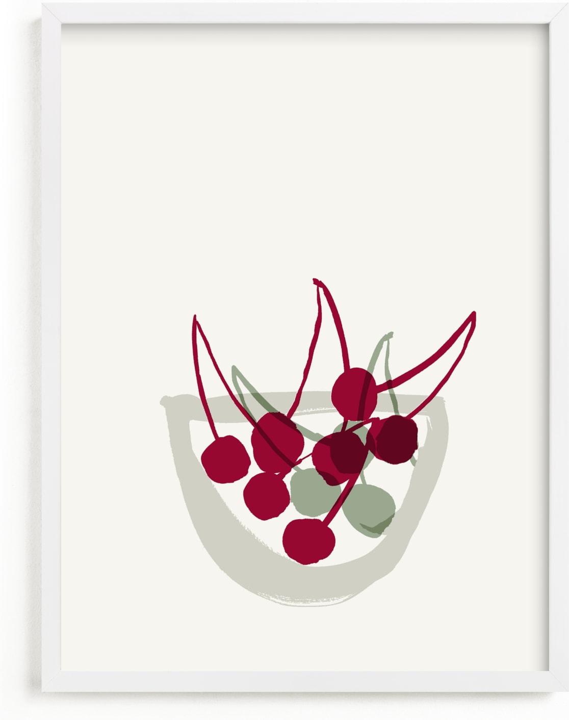 This is a grey art by Sonya Percival called Life is a bowl of cherries.