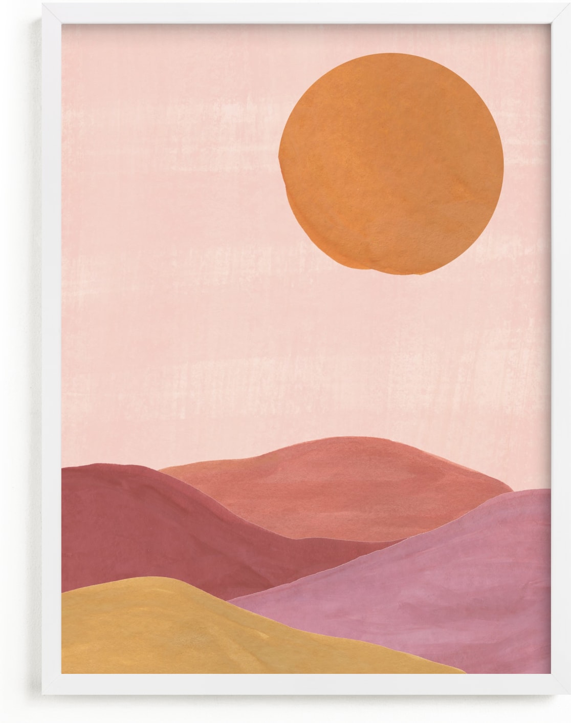 This is a yellow, pink, orange art by Annie Shapiro called Sand mountains.
