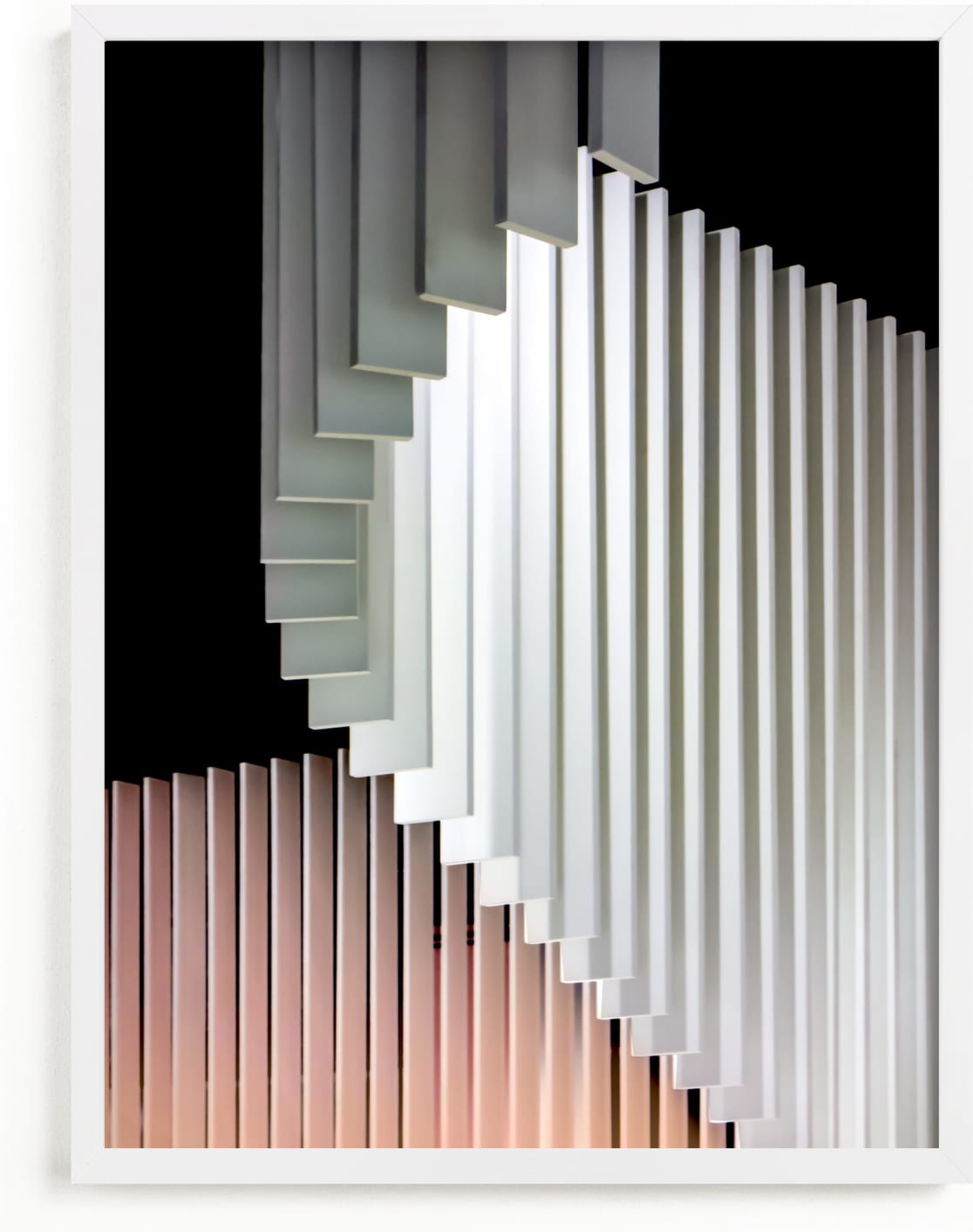 This is a white art by Lisa Sundin called Stacked Curvature .