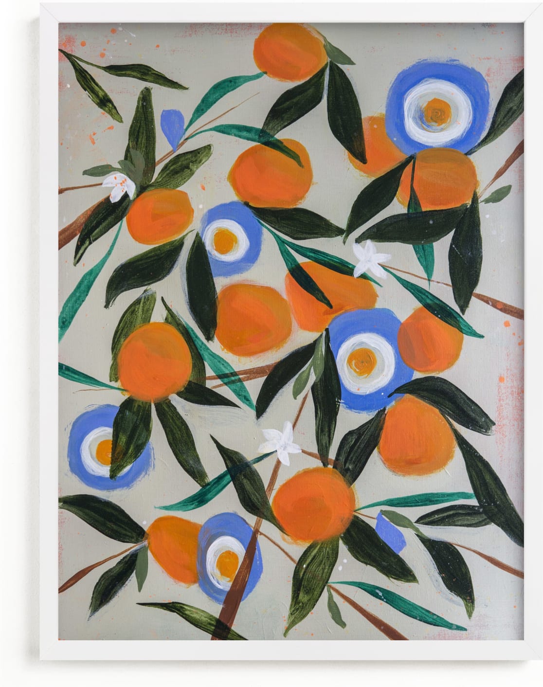 This is a blue art by Rachel Roe called Orange Tree.