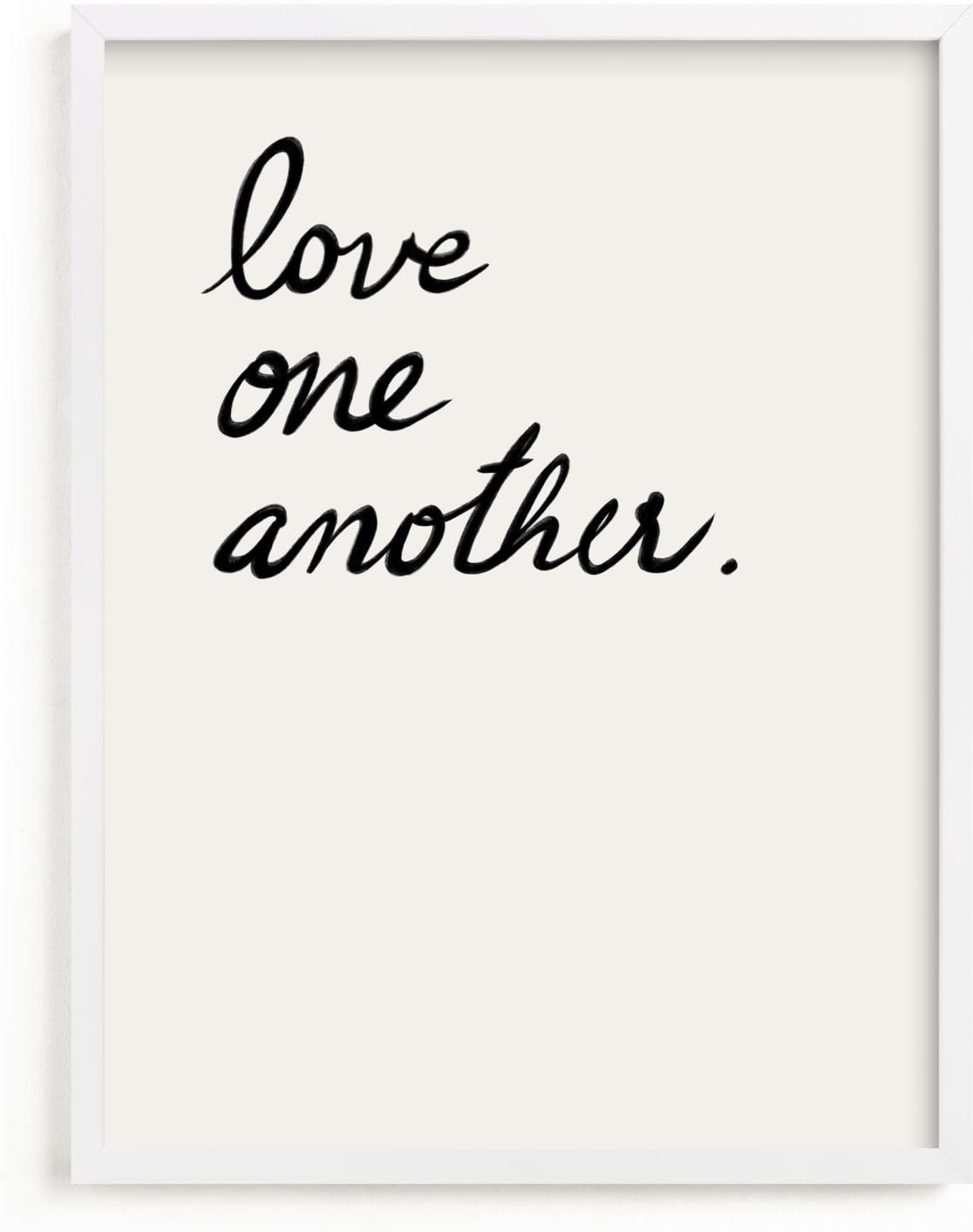 This is a black and white, beige art by Maja Cunningham called Love one, Love all.