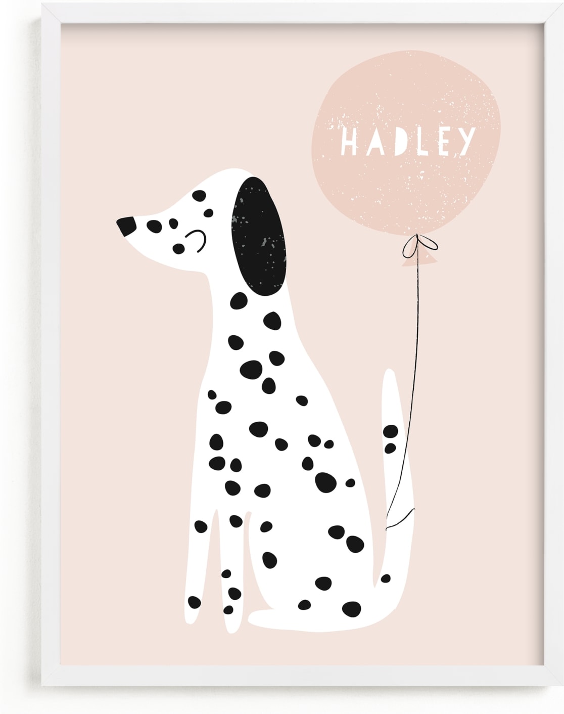 This is a pink personalized art for kid by Angela Thompson called Dalmatian.