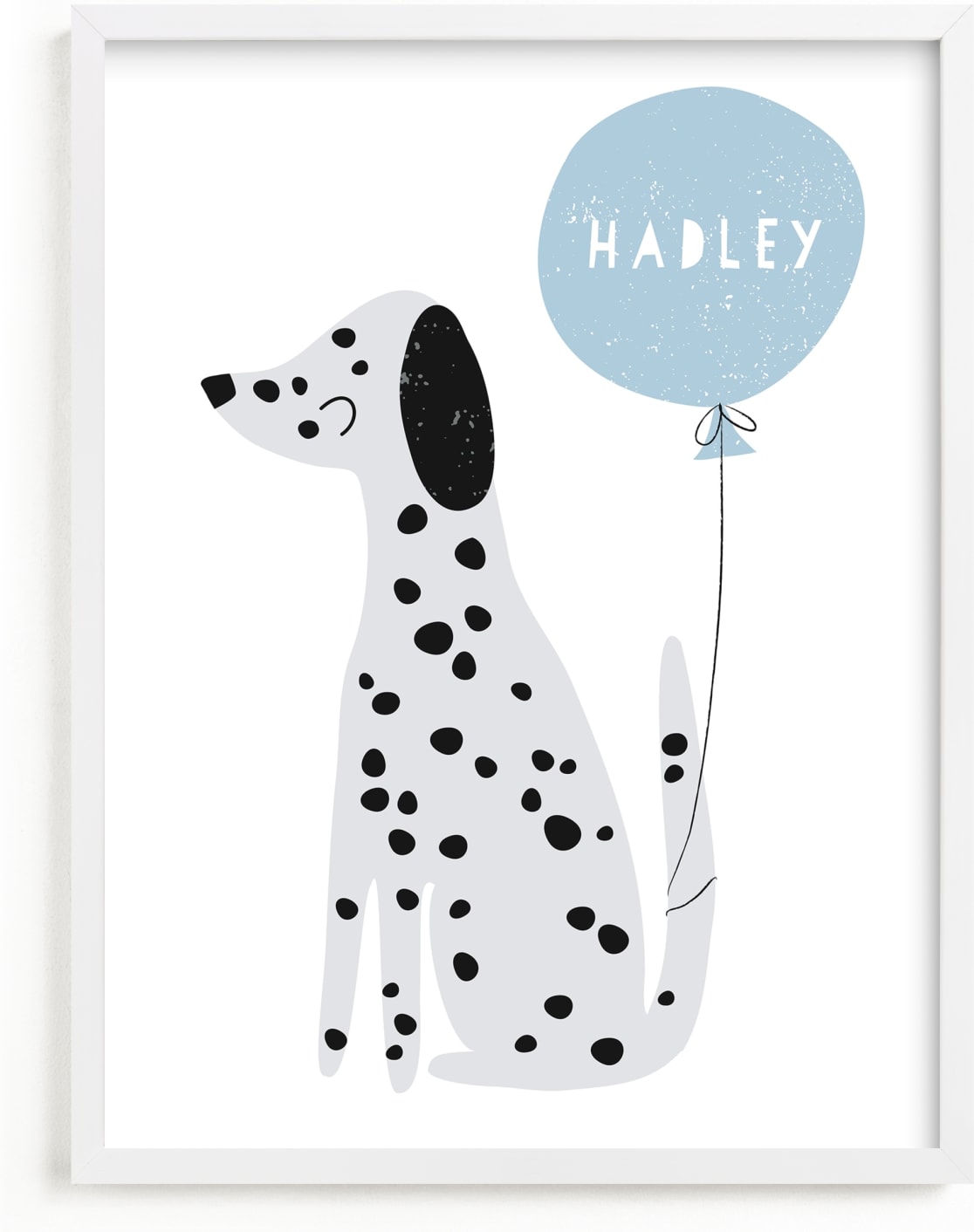 This is a blue personalized art for kid by Angela Thompson called Dalmatian.