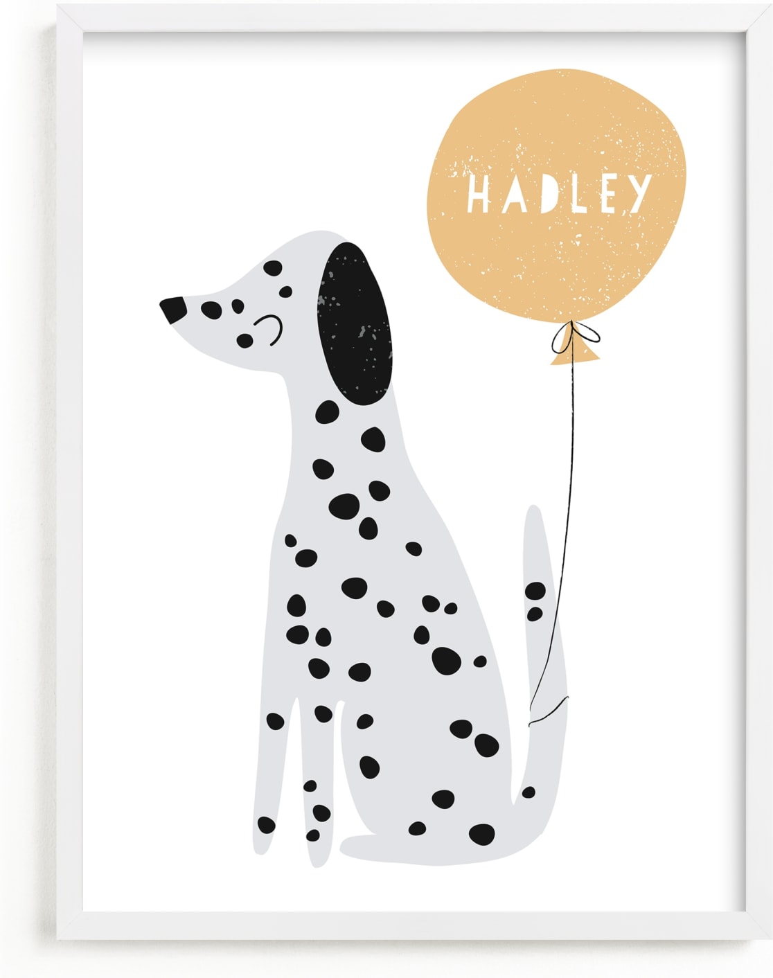 This is a black and white personalized art for kid by Angela Thompson called Dalmatian.