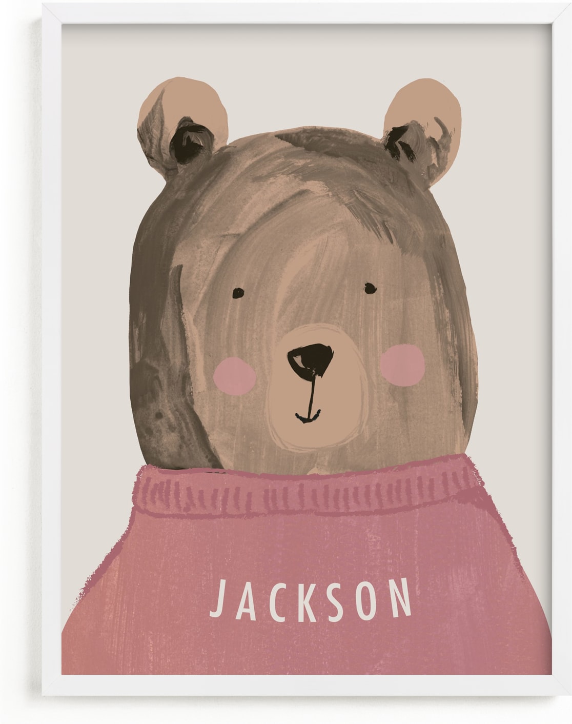 This is a brown personalized art for kid by Teju Reval called Little Bear.