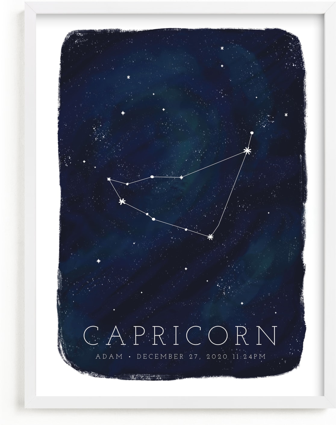 This is a blue personalized art for kid by Ashley Presutti Beasley called Zodiac Constellation Capricorn.