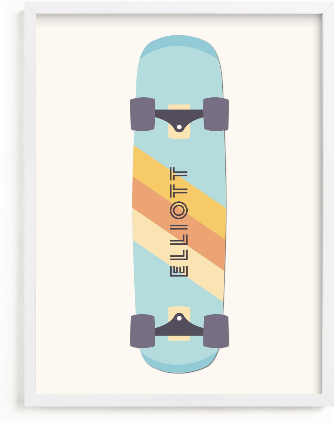 This is a beige personalized art for kid by David Michuki called Skateboard.
