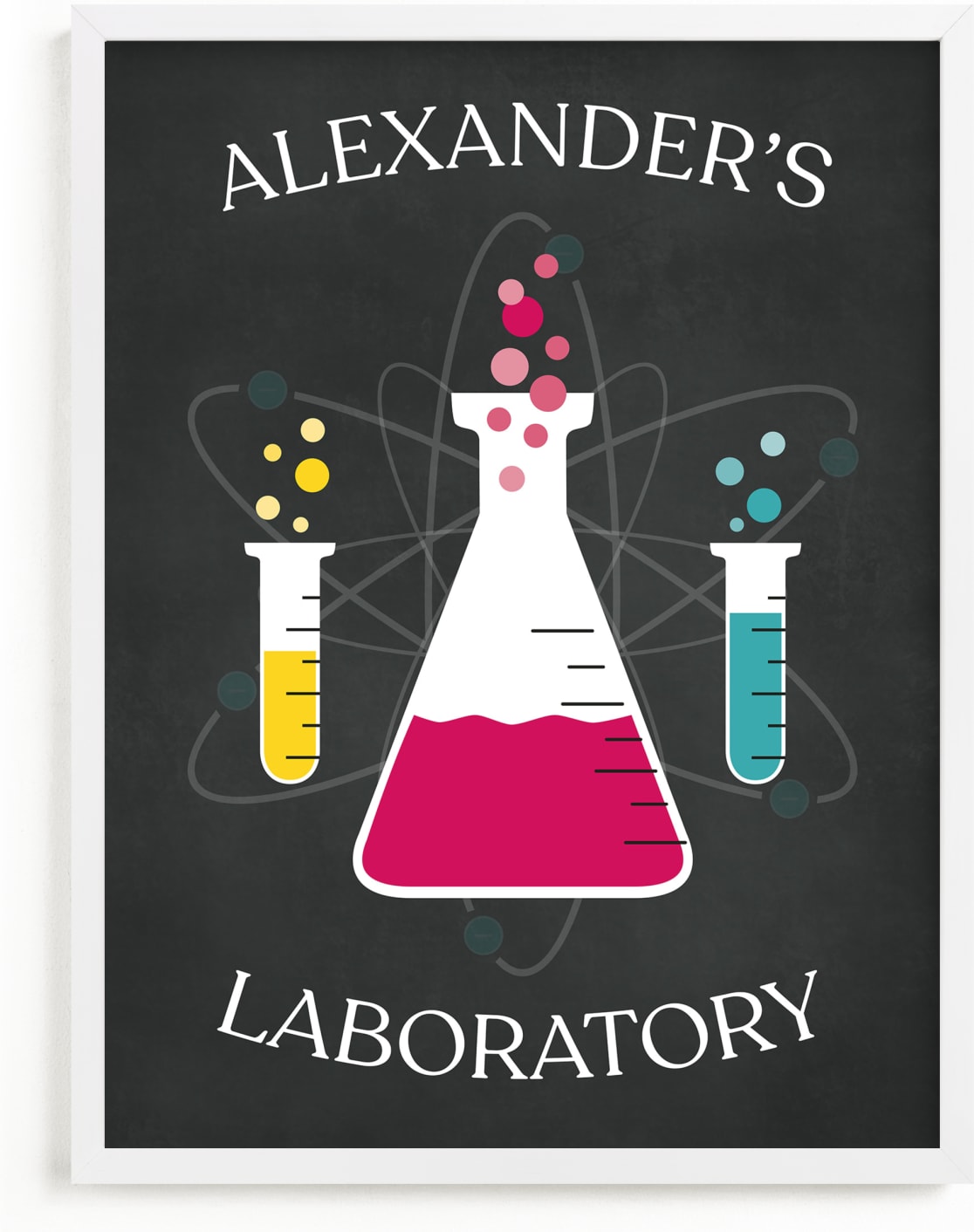 This is a black personalized art for kid by Heather Schertzer called Laboratory.