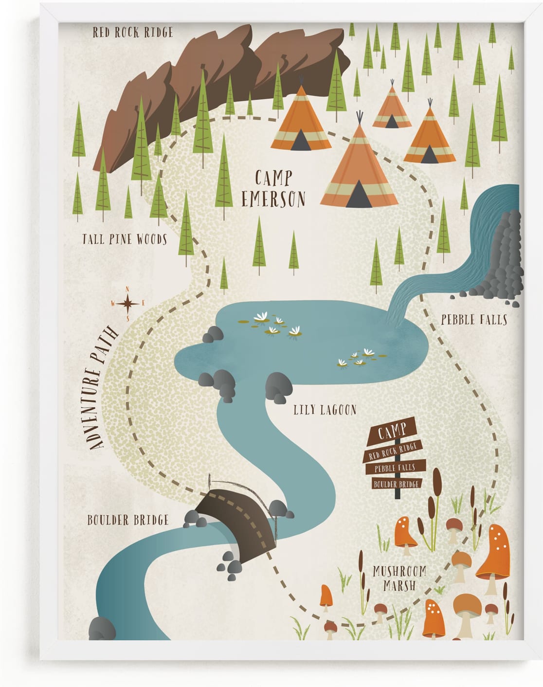 This is a brown personalized art for kid by Grace Kreinbrink called Adventure Map.
