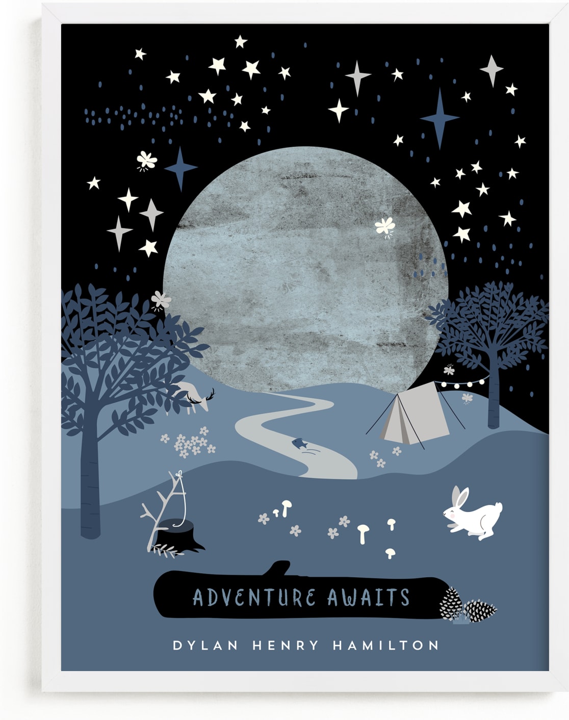 This is a blue personalized art for kid by Corinne Malesic called Adventures in Nature.