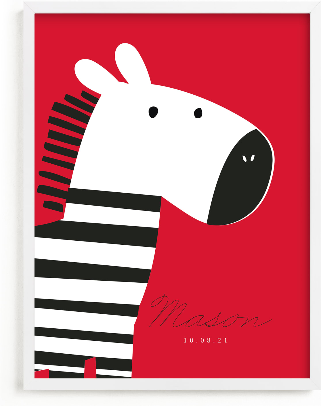 This is a black and white personalized art for kid by Oma N. Ramkhelawan called Zebra.