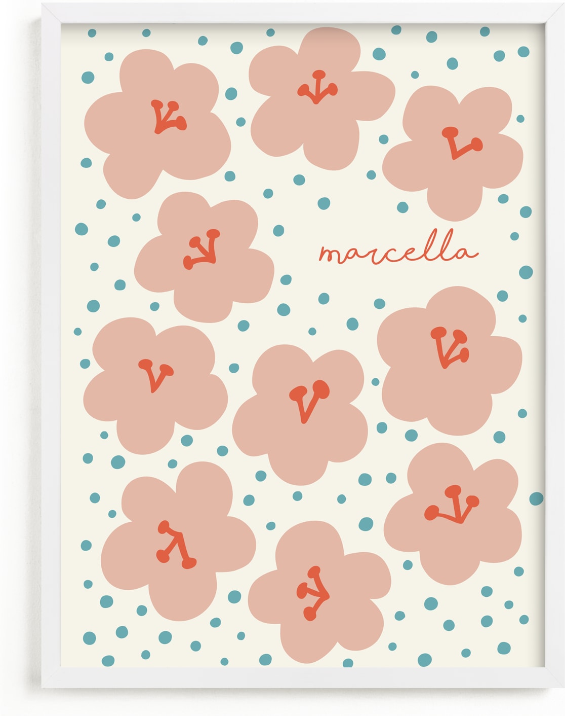 This is a ivory personalized art for kid by Nieves Herranz called Marcella.