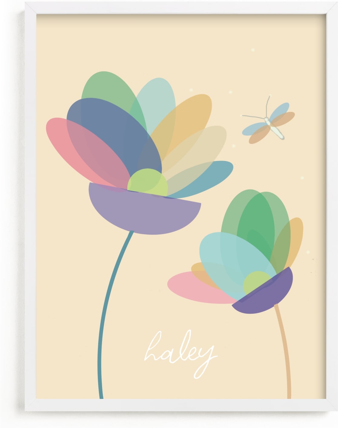 This is a colorful personalized art for kid by AlisonJerry called Modern Floral.