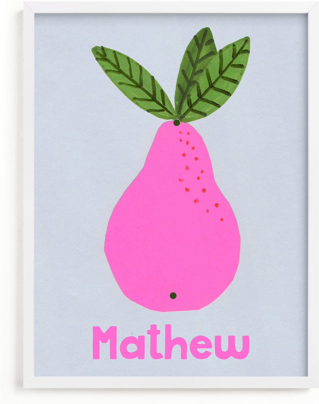 This is a colorful personalized art for kid by Marta Crea called My Fruity Family II.