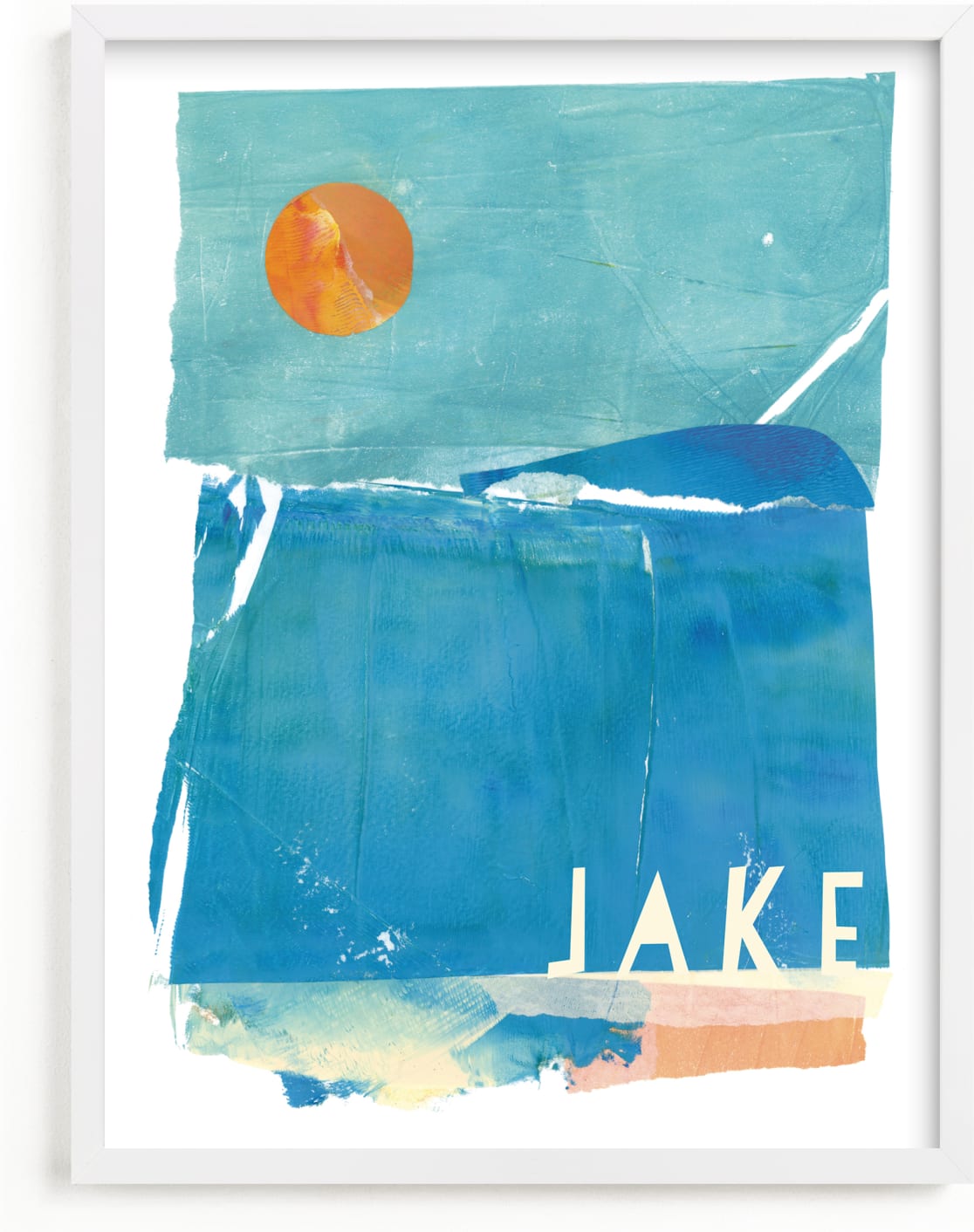This is a blue personalized art for kid by sue prue called Night Swim.