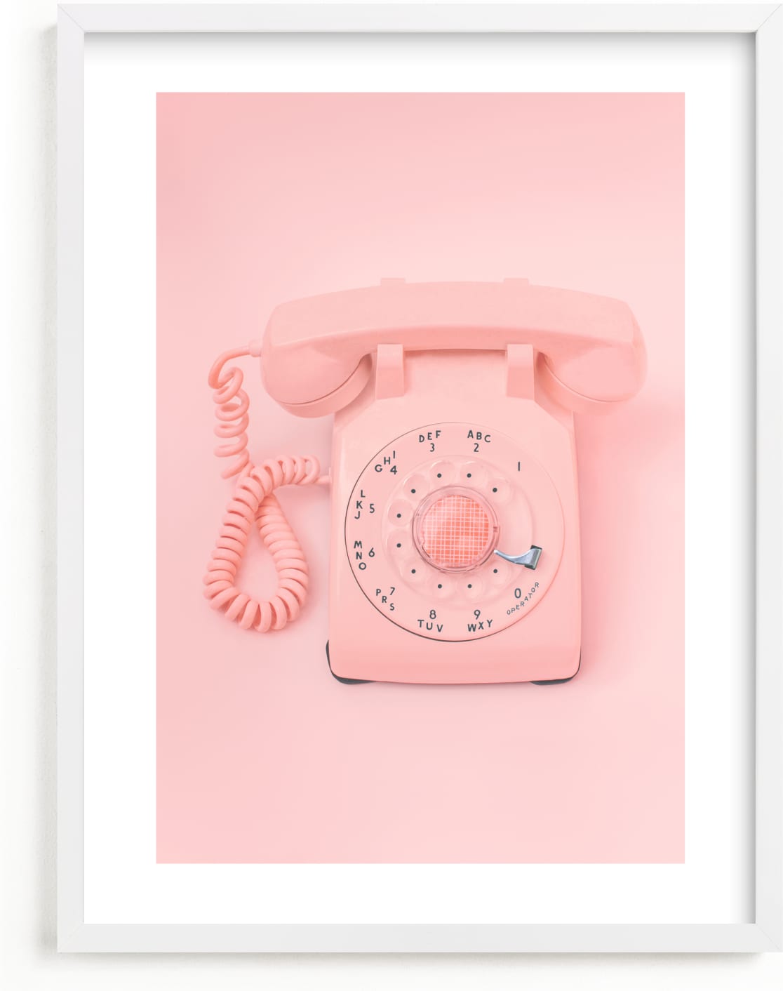 This is a pink kids wall art by Alicia Abla called 0 is for operator..