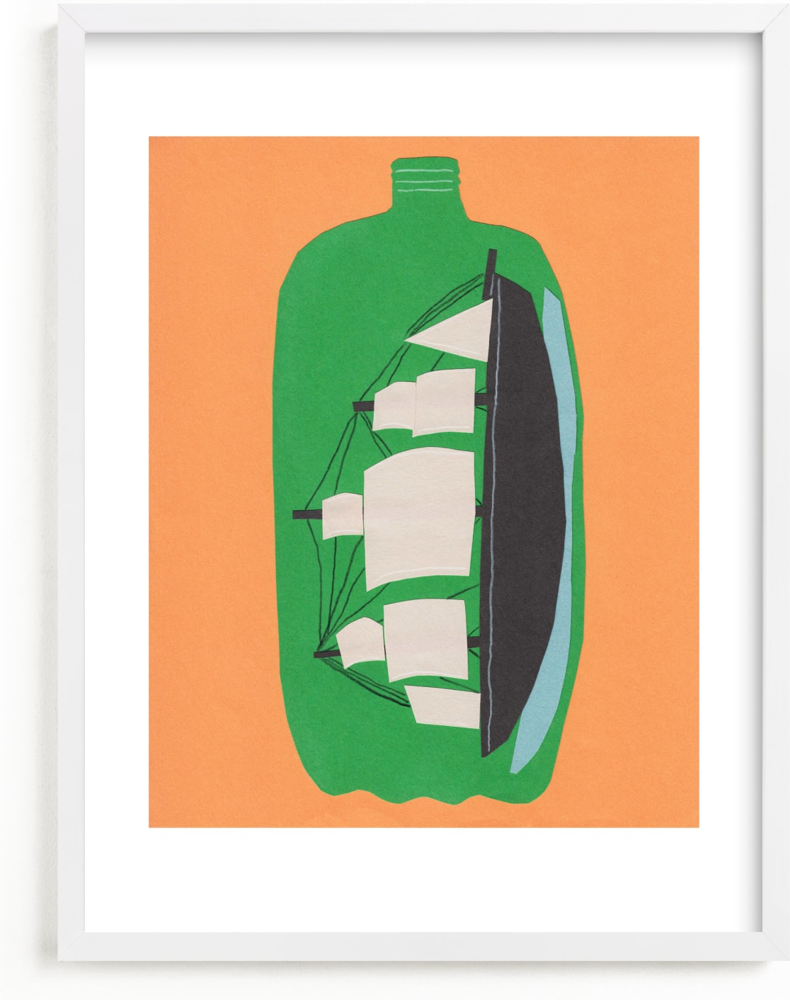 This is a colorful kids wall art by Elliot Stokes called Two Liter Ship.