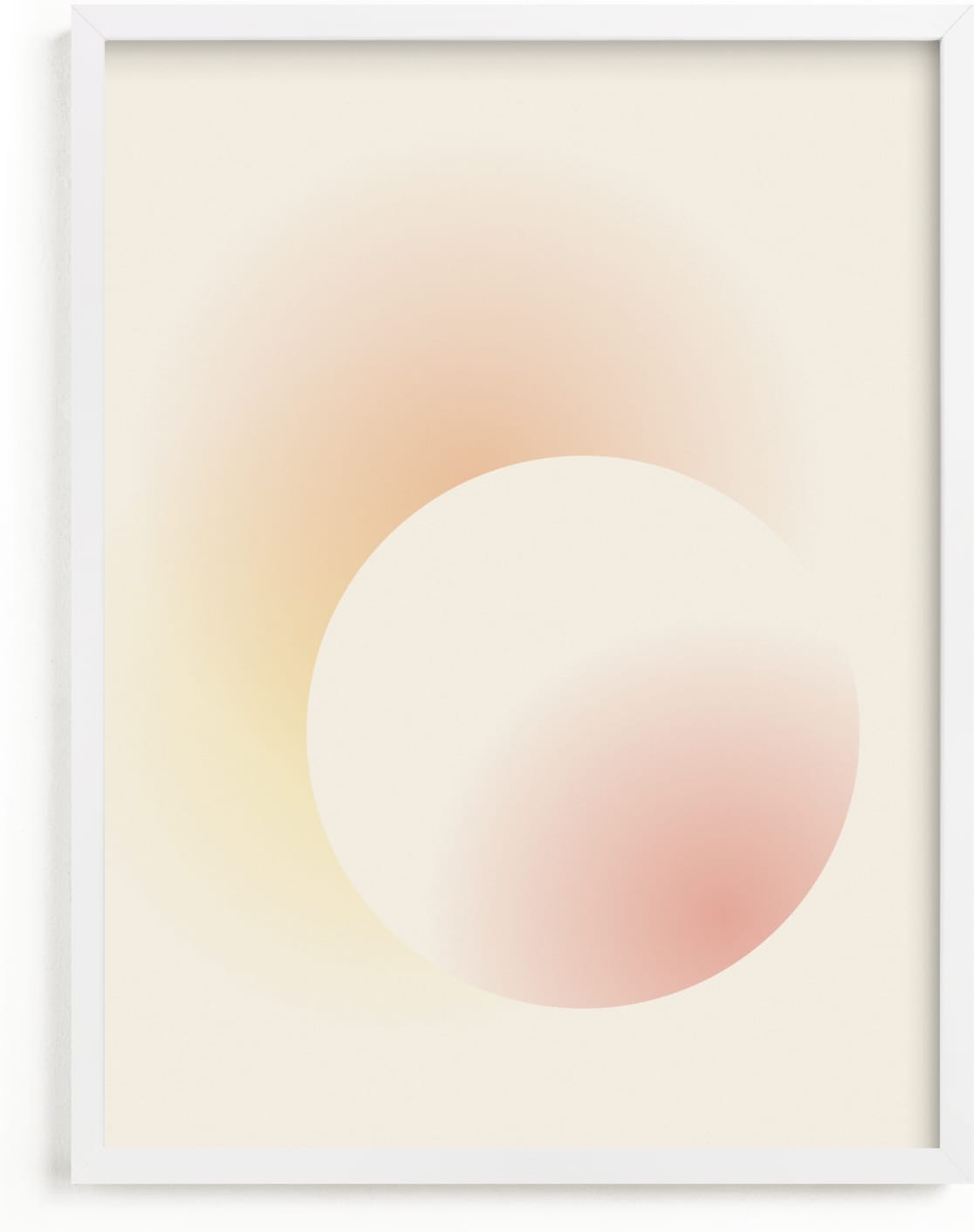 This is a yellow, pink, beige kids wall art by Sarah Lund called Light of the Sun.