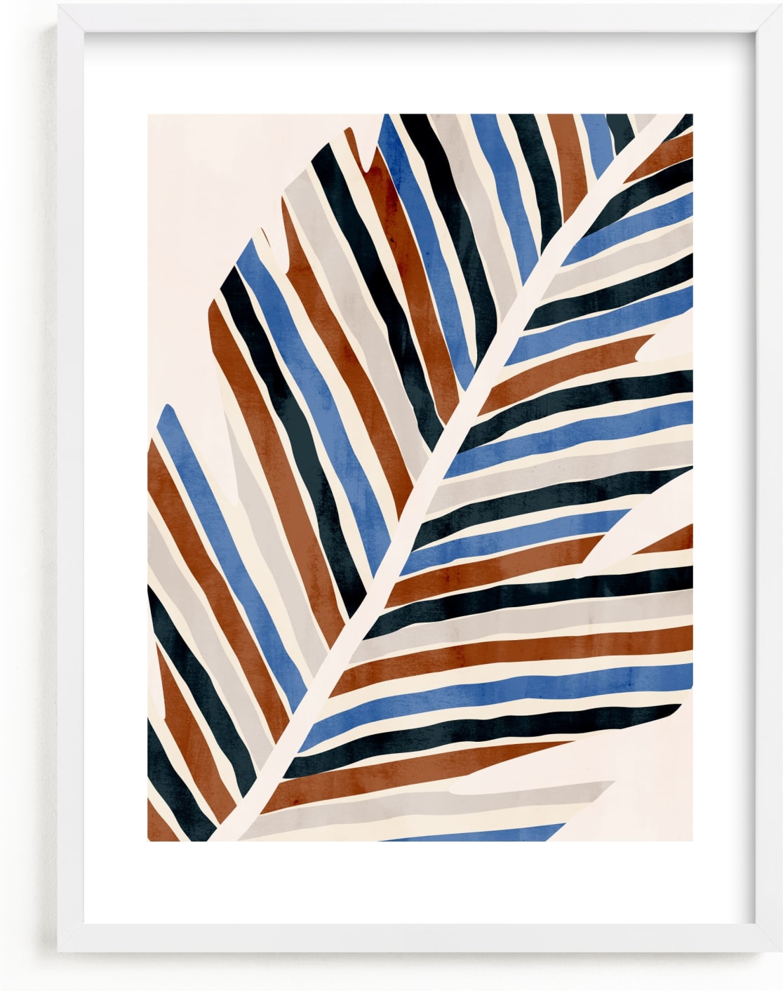 This is a blue kids wall art by Iveta Angelova called Abstract Palm Leaf.