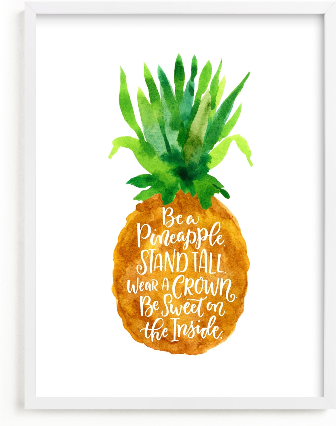 This is a brown kids wall art by Laura Bolter called Be A Pineapple.
