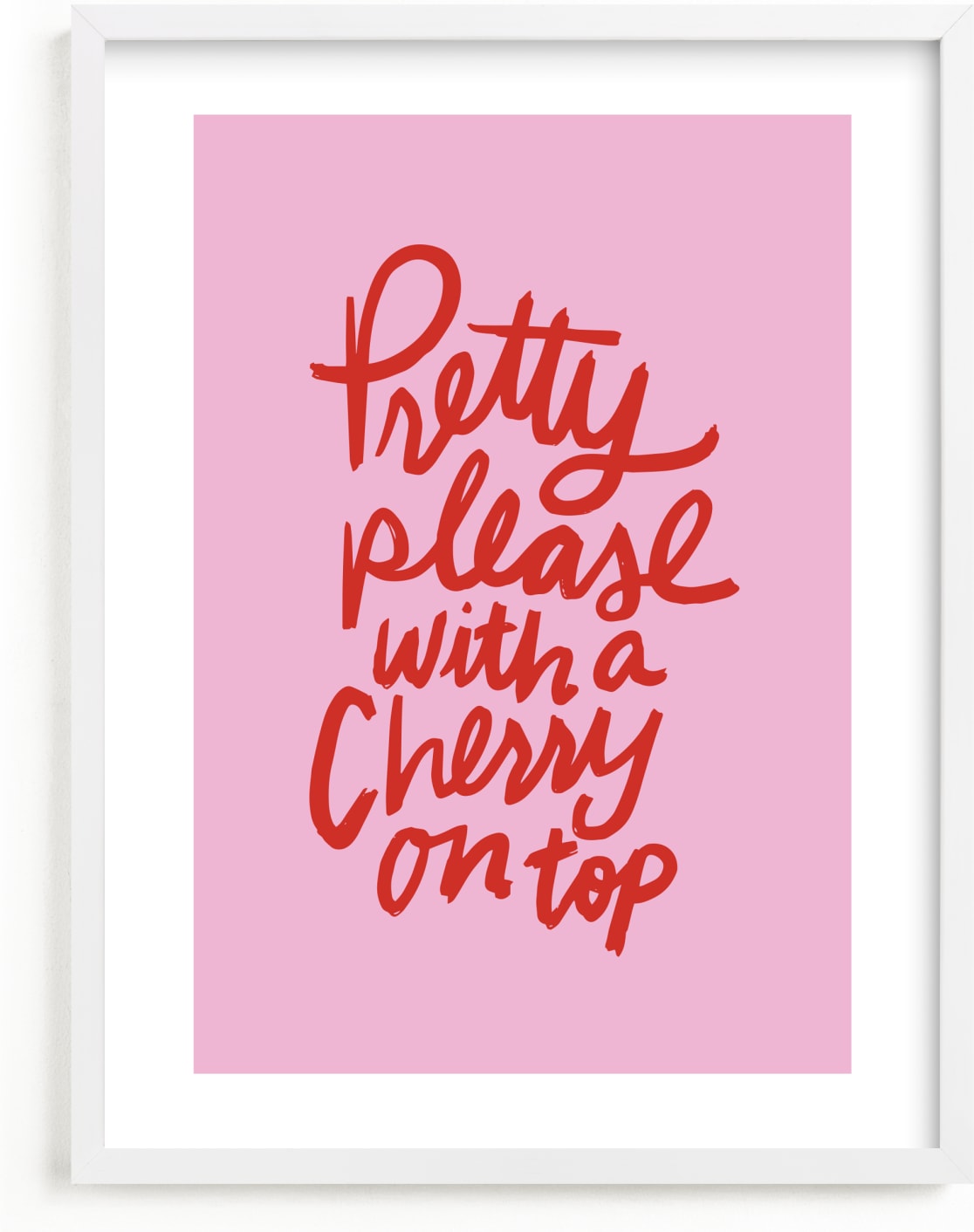 This is a pink kids wall art by Inkblot Design called Cherry on Top.