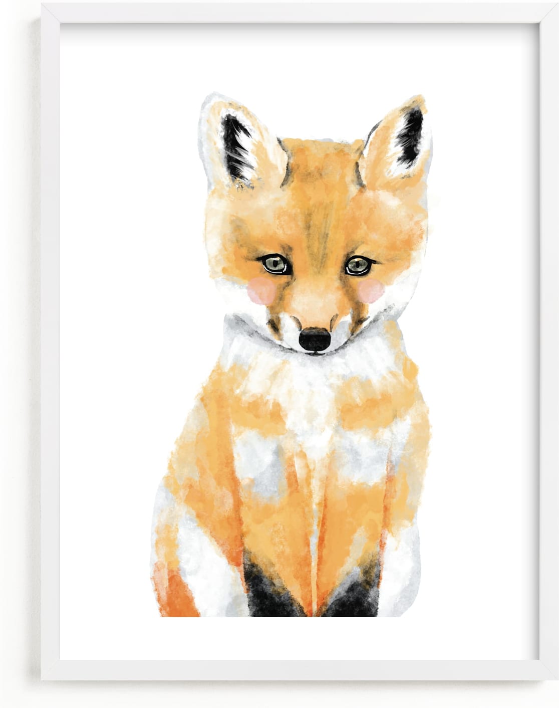 This is a grey kids wall art by Cass Loh called Baby Animal.Fox.