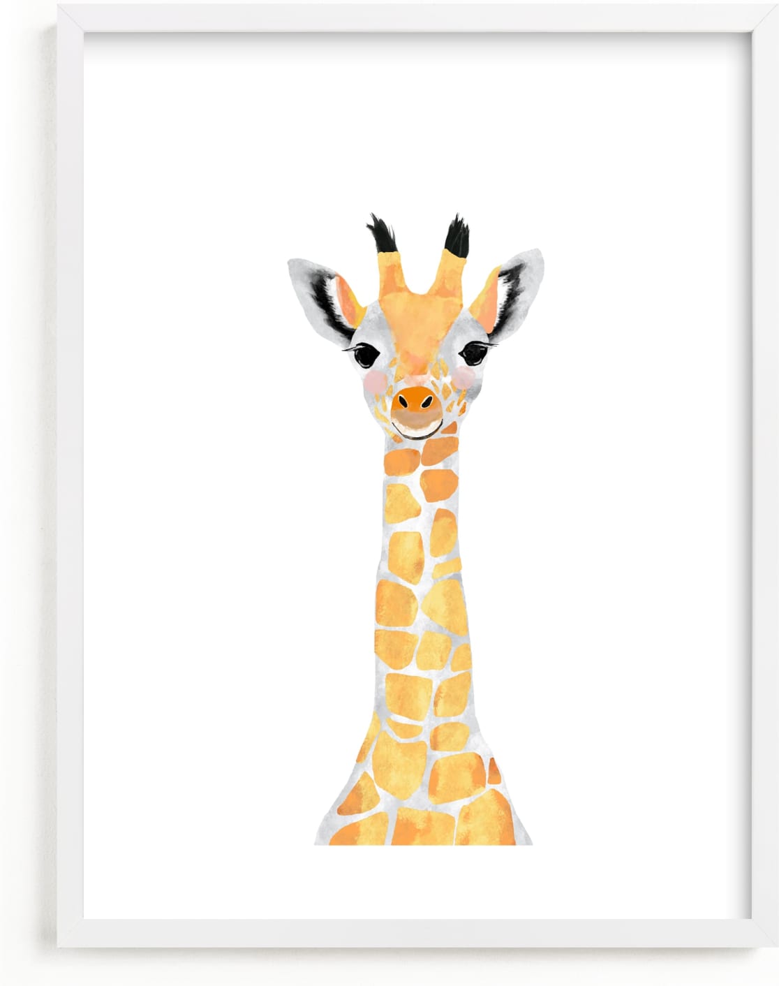 This is a grey kids wall art by Cass Loh called baby animal.giraffe.
