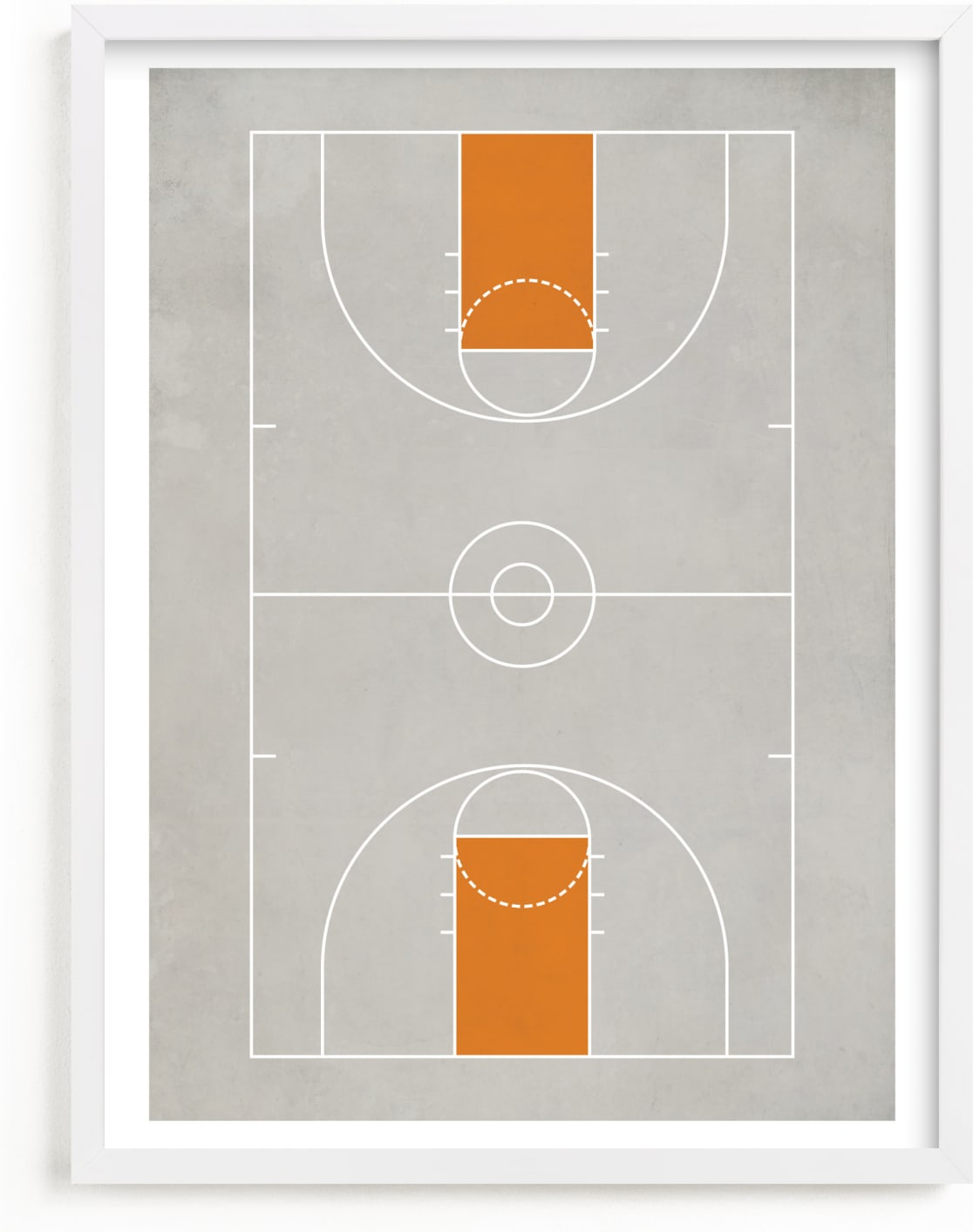 This is a grey kids wall art by Jennifer Morehead called Full Court.