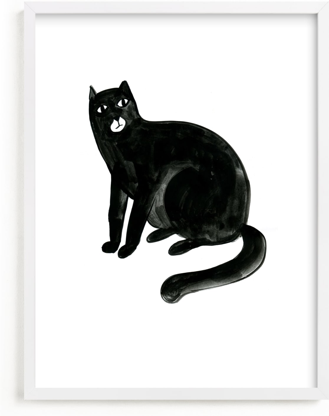 This is a black and white kids wall art by Alexandra Dzh called Graphic cat.