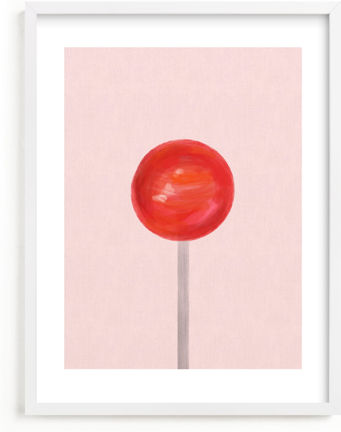 This is a pink kids wall art by Maja Cunningham called Lolli Pop.