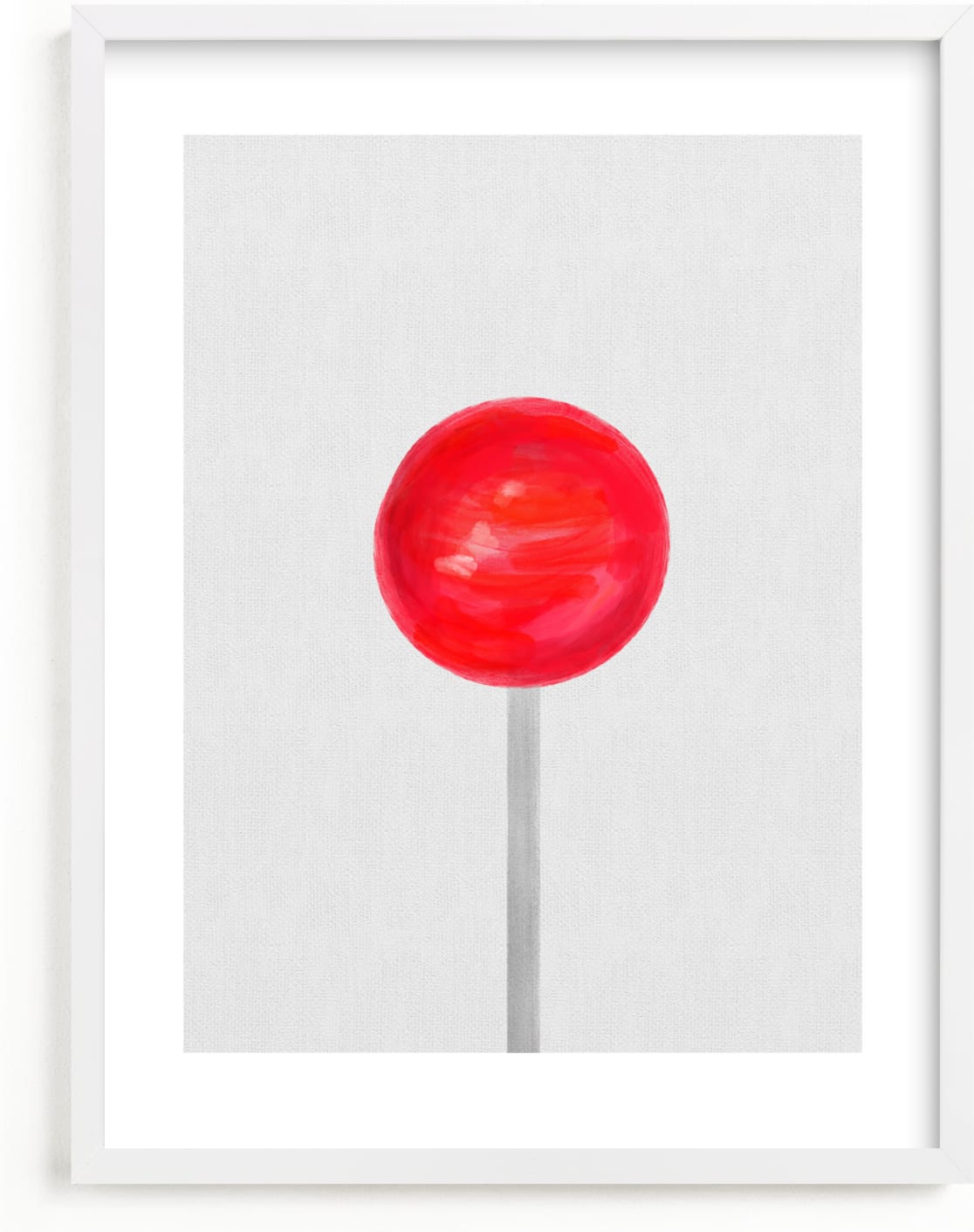 This is a red kids wall art by Maja Cunningham called Lolli Pop.