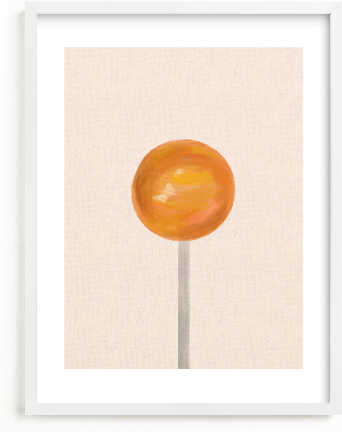 This is a orange kids wall art by Maja Cunningham called Lolli Pop.