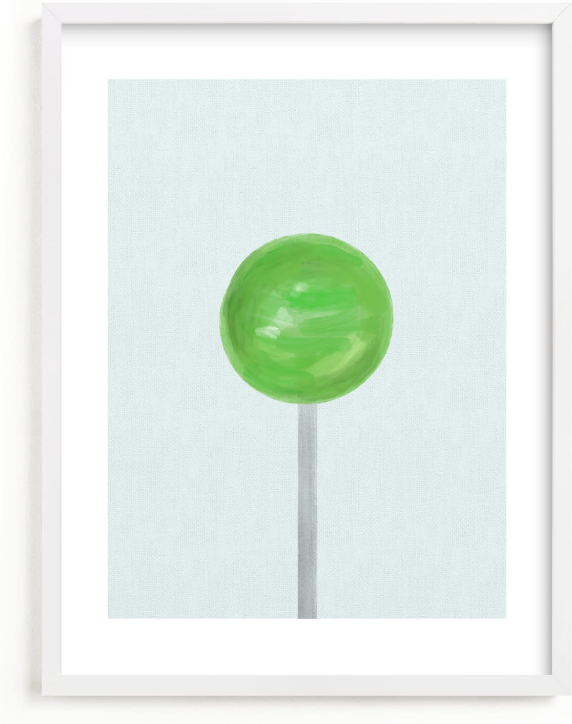 This is a green kids wall art by Maja Cunningham called Lolli Pop.
