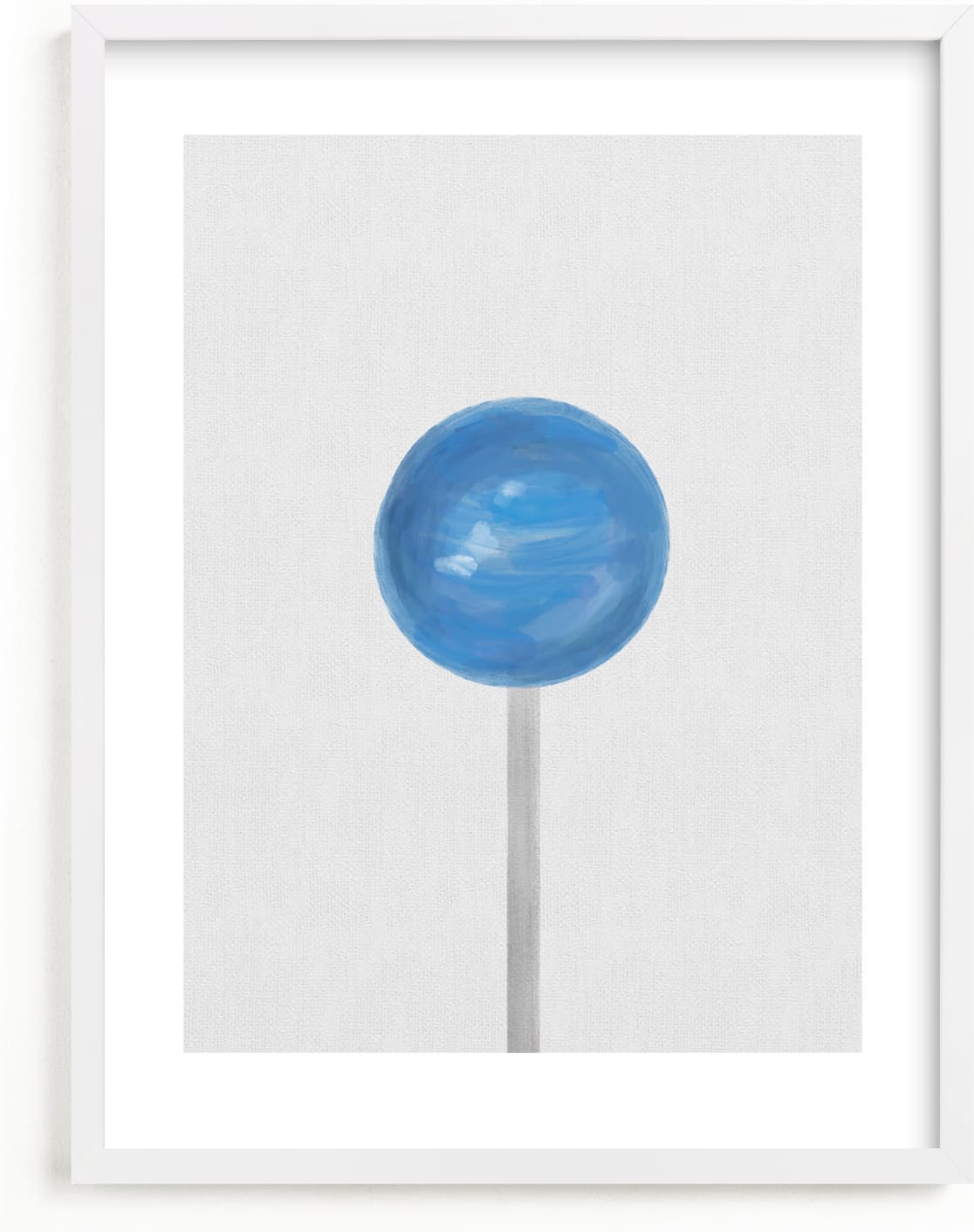 This is a blue kids wall art by Maja Cunningham called Lolli Pop.