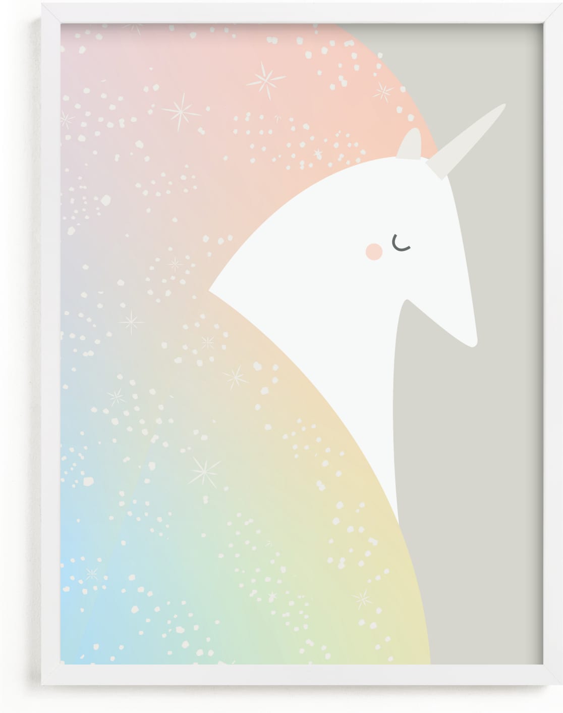 This is a colorful kids wall art by Lori Wemple called Unicorn.