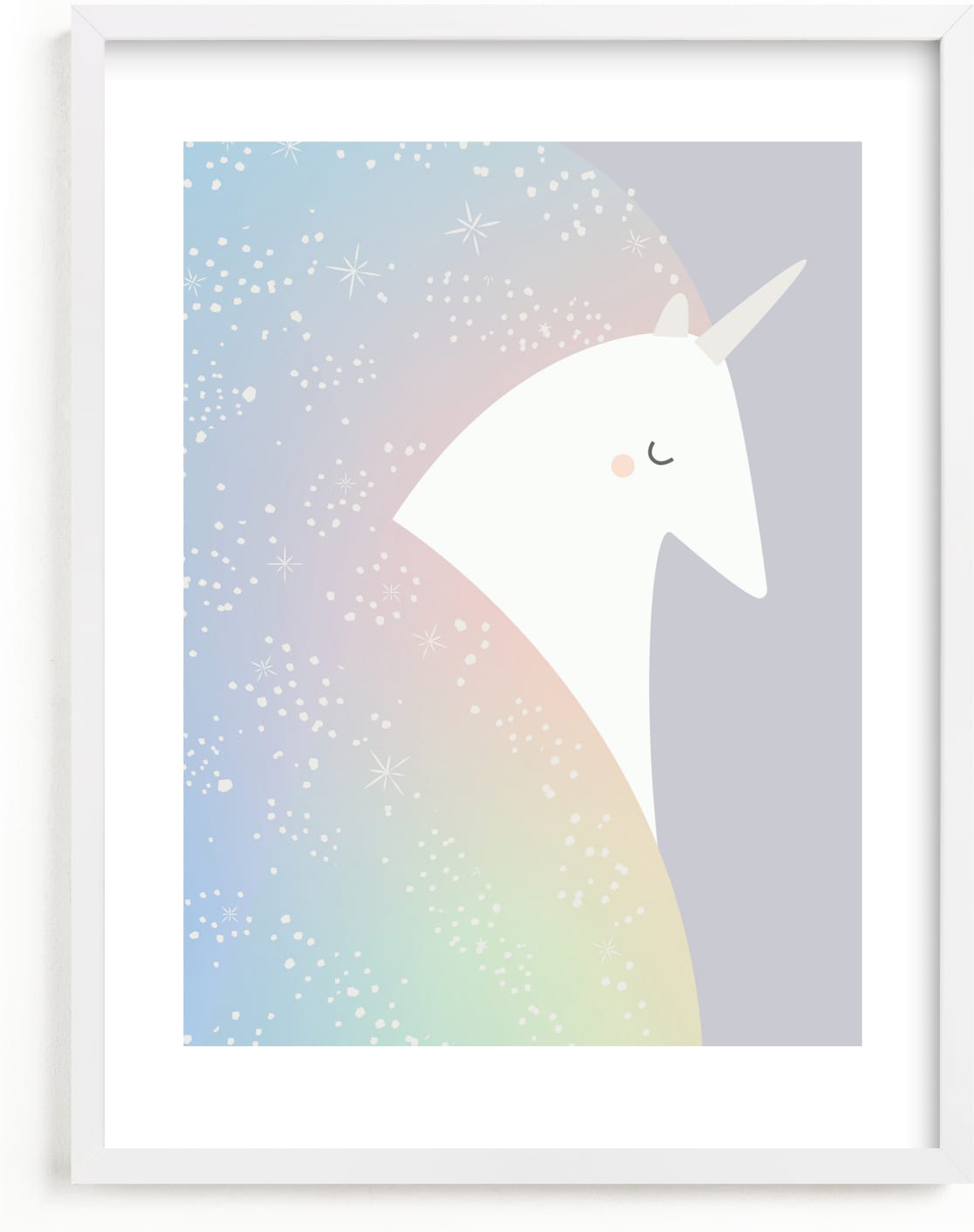 This is a blue kids wall art by Lori Wemple called Unicorn.
