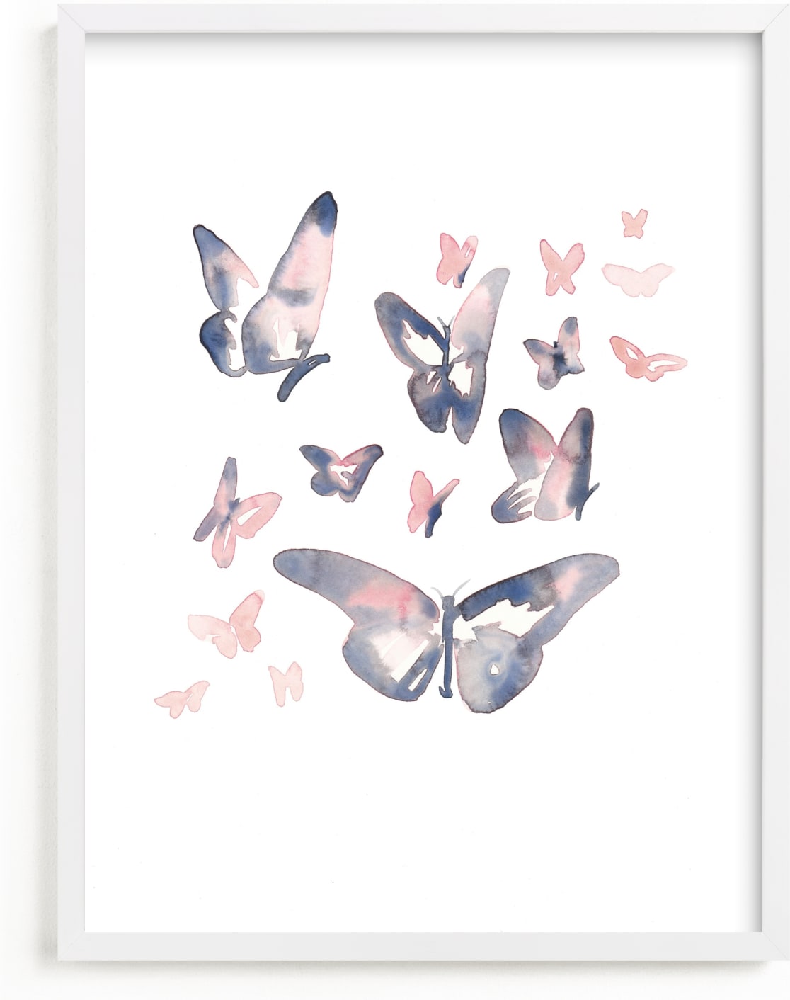 This is a blue kids wall art by Jocelyn Edin called Papillons.