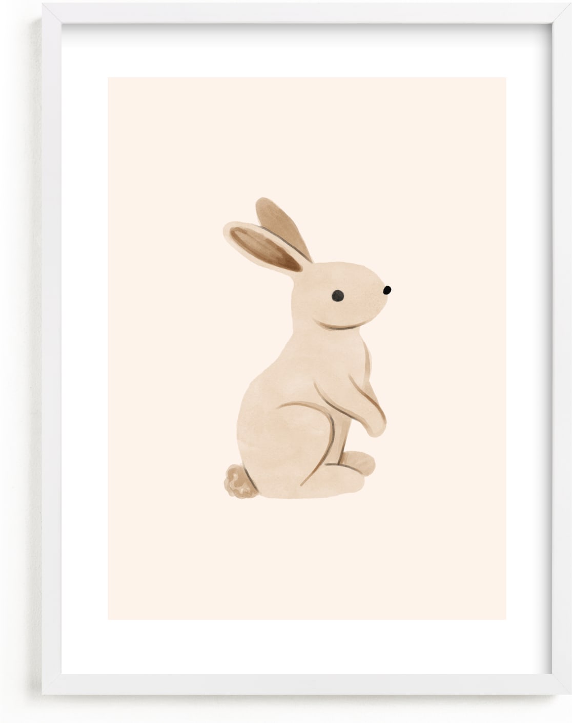 This is a brown, beige kids wall art by Vivian Yiwing called Baby Rabbit.