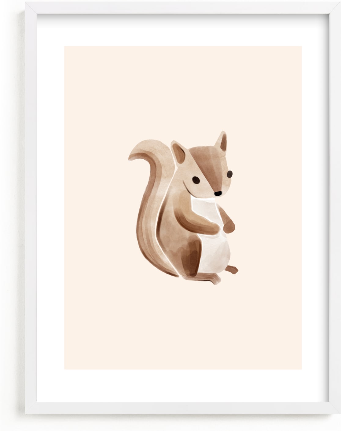 This is a brown kids wall art by Vivian Yiwing called Baby Squirrel.