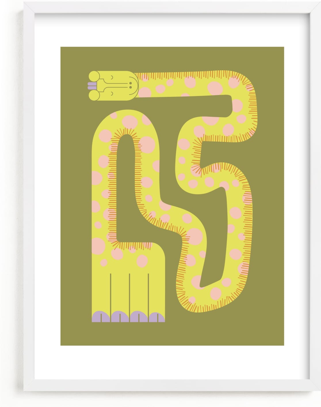 This is a pink kids wall art by Ampersand Design Studio called Twisty Giraffe.