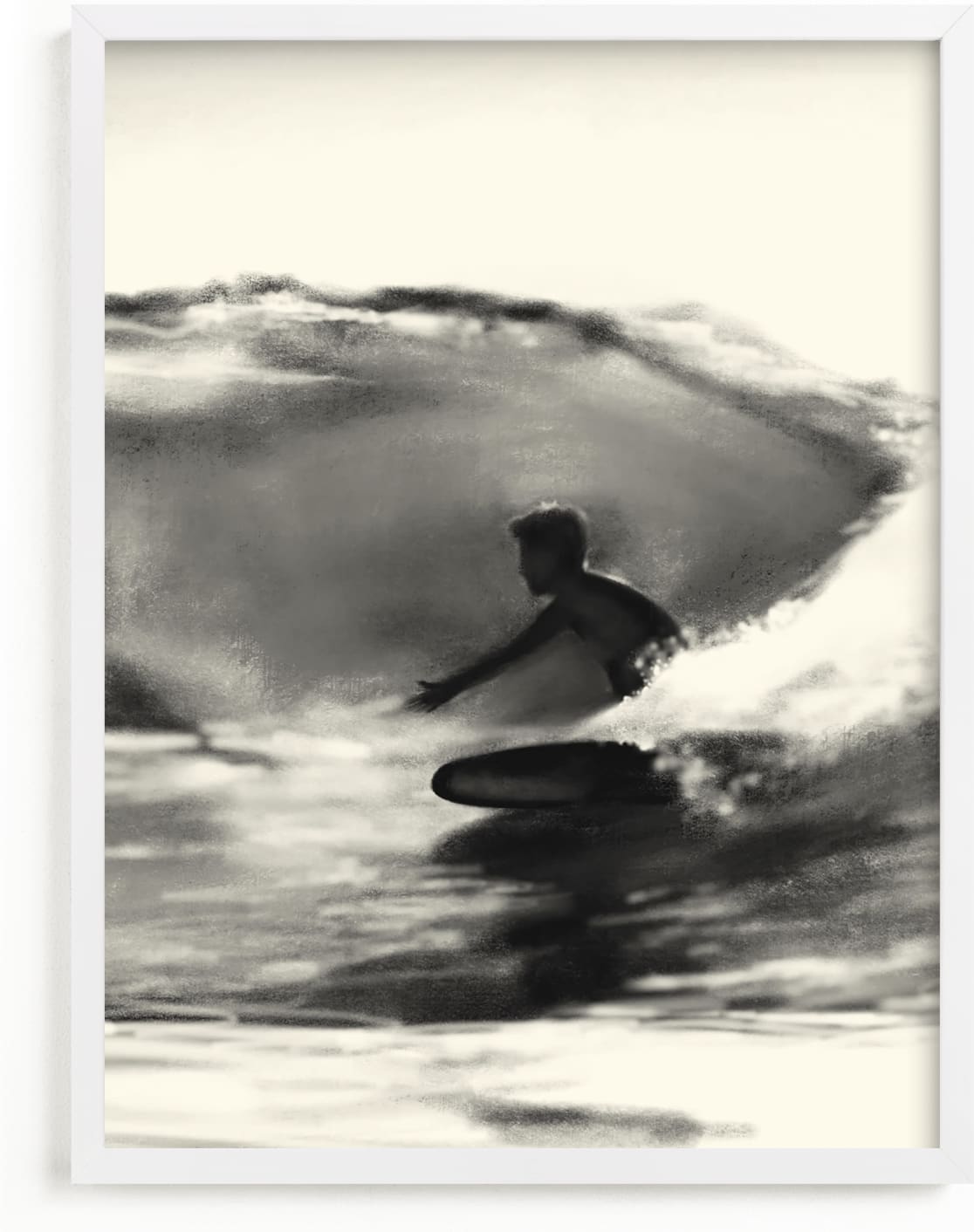 This is a black and white kids wall art by Jenny Partrite called Wave Rider One.