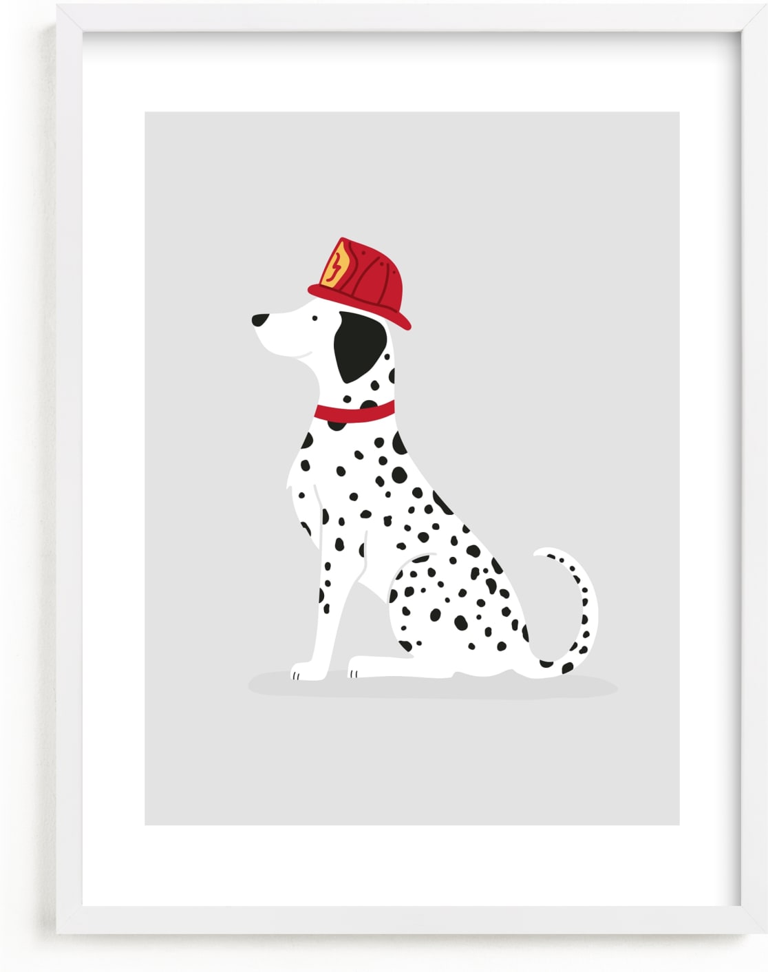 This is a black and white kids wall art by Ashley Presutti Beasley called Fire Dalmatian.