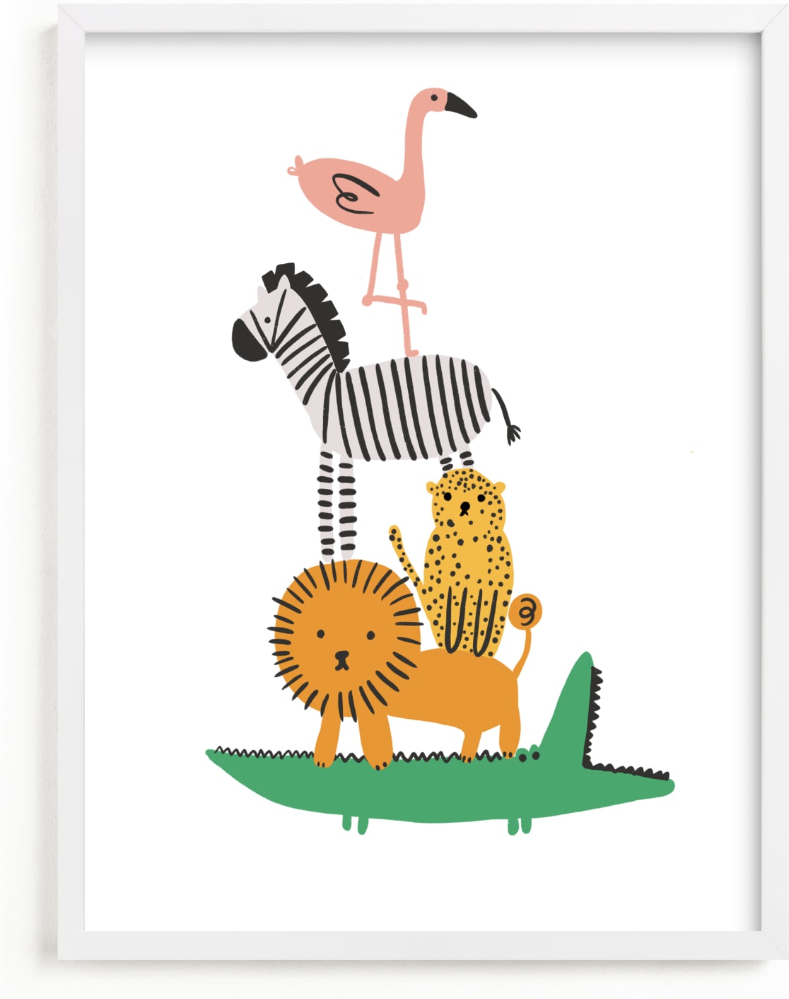 This is a blue kids wall art by Caitlin Considine called Safari Stack.