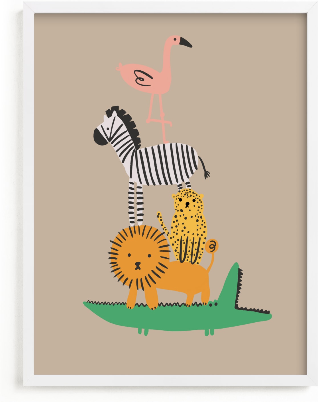 This is a brown kids wall art by Caitlin Considine called Safari Stack.