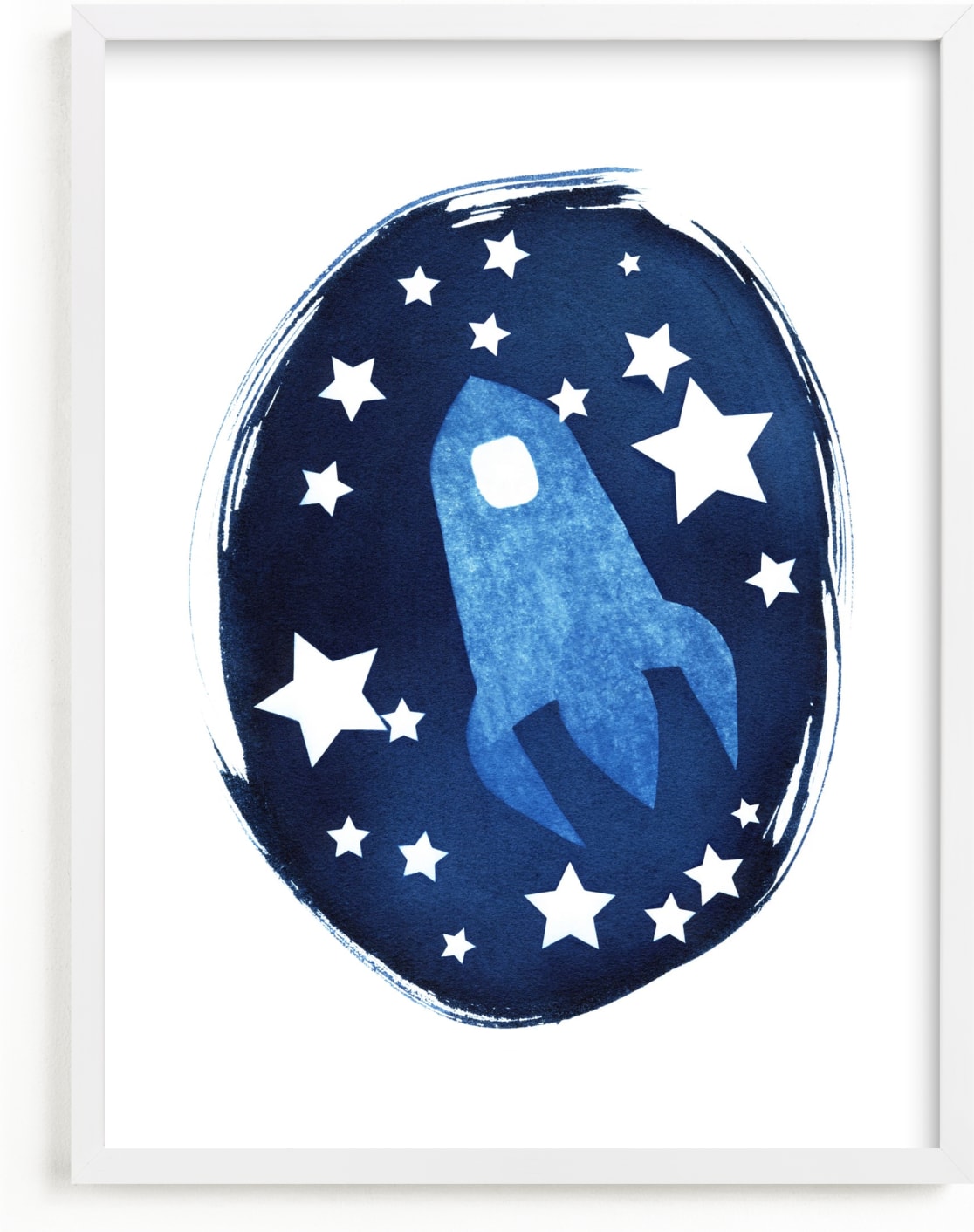 This is a blue kids wall art by raven erebus called To the stars and beyond.