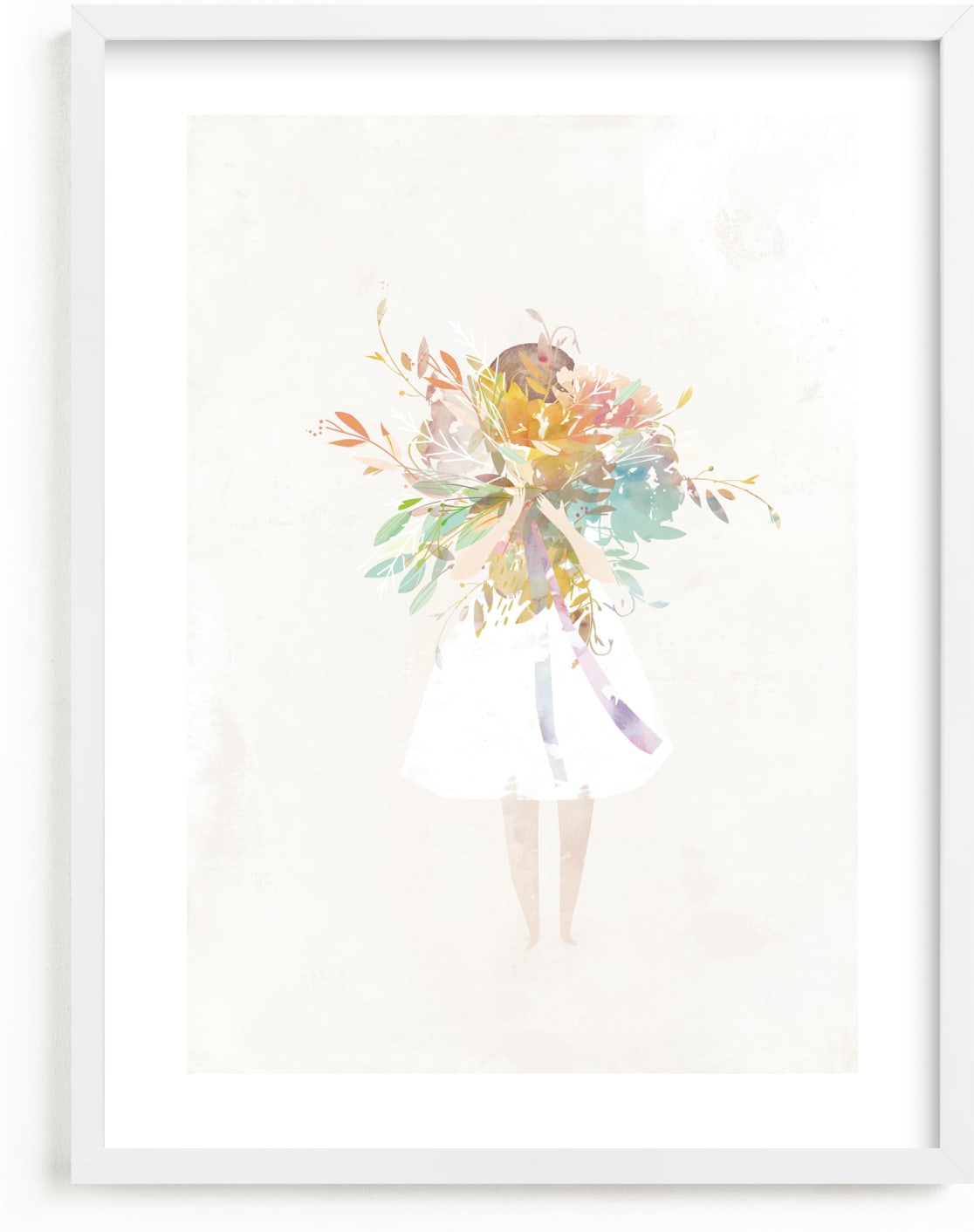 This is a colorful kids wall art by Lori Wemple called The Flower Girl.