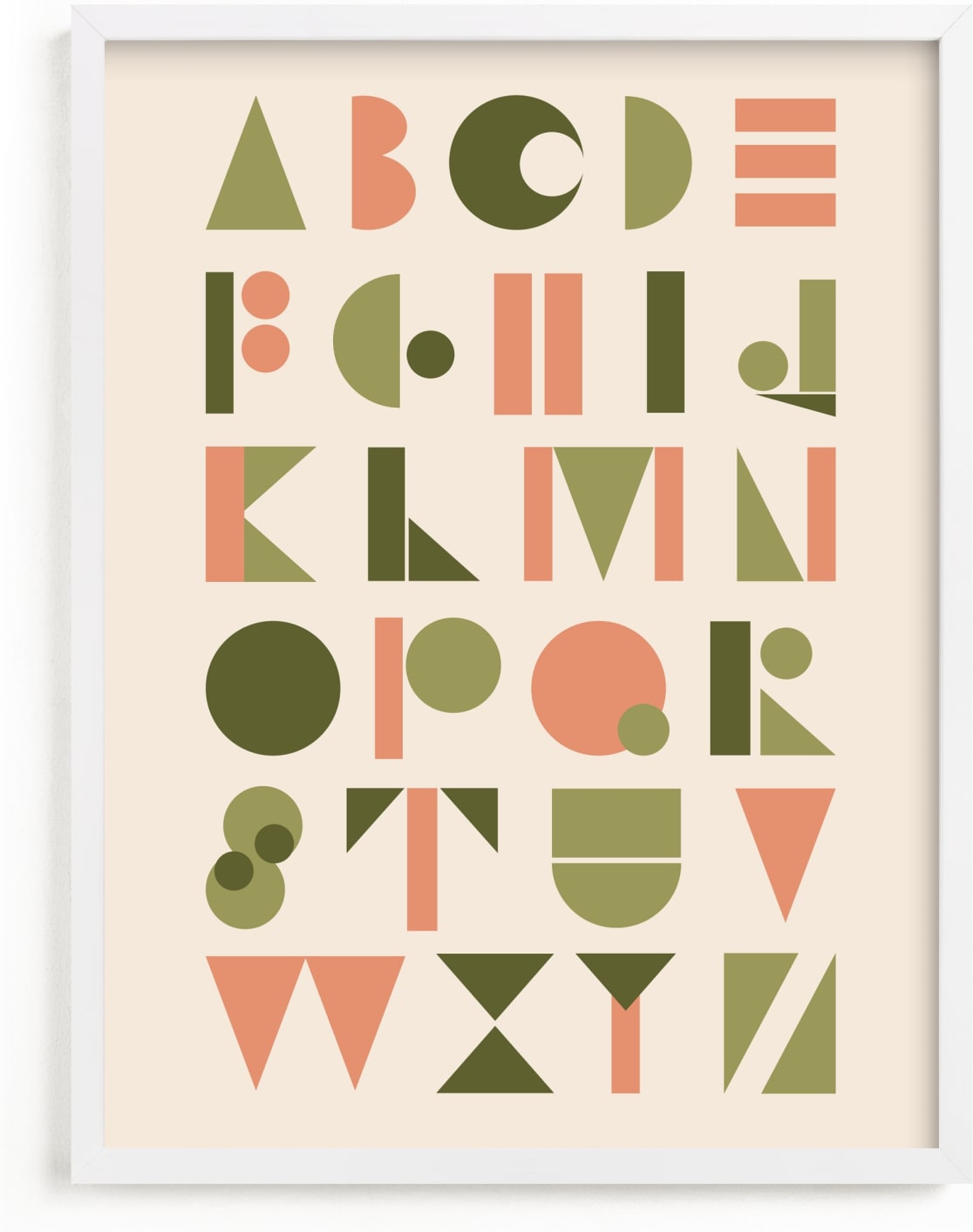 This is a pink kids wall art by Morgan Kendall called Mod Alphabet.