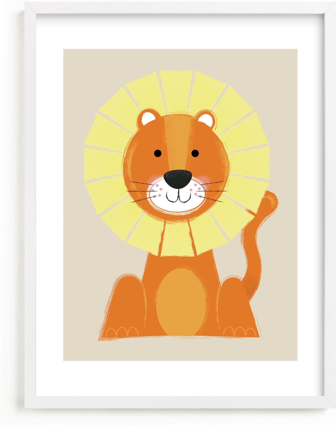 This is a yellow kids wall art by Ashlee Townsend called Mr. Lion.